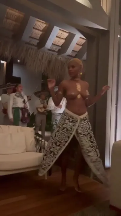 Janelle Monae Topless Birthday Celebration