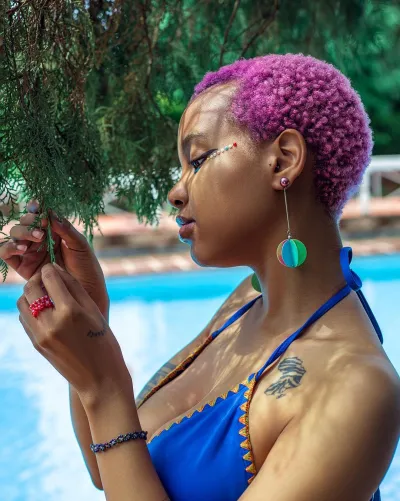 Singer Ceee Sexy Poses in a Blue Bikini Outfit in Photoshoot by Bash Mutumba