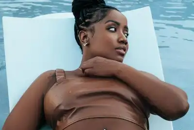 Wet Lydia Jazmine Shows of Sexy Body in Nude Leather Bikini