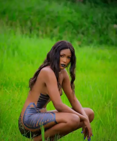 Doreen Kabareebe Completely Nude in Black Tape Photoshoot